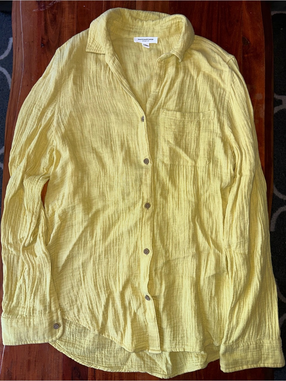 Beachlunchlounge Women’s 100 % Cotton Button Down Pale Yellow Small